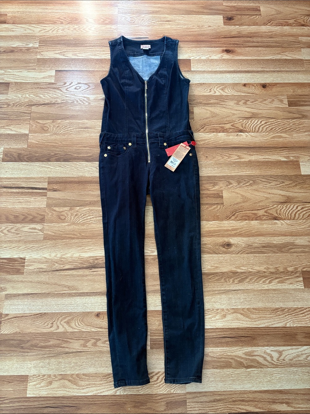 NWT True Religion Dark Blue Denim Zip-Front Women’s Jumpsuit